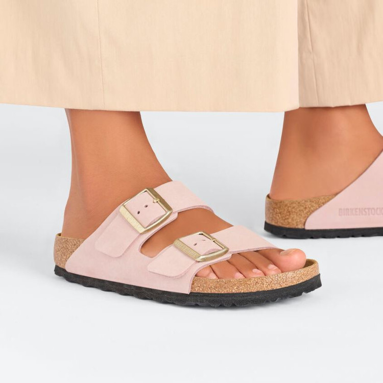 Birkenstock Arizona SFB Nubuck Sandal | Soft Pink | Reg Width- Women's (1027661) - Image 2